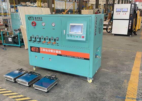 acheter Machine de remplissage de gaz réfrigérant de R134a R407C R22 R410A avec le contrôle de PLC de Siemens online manufacture